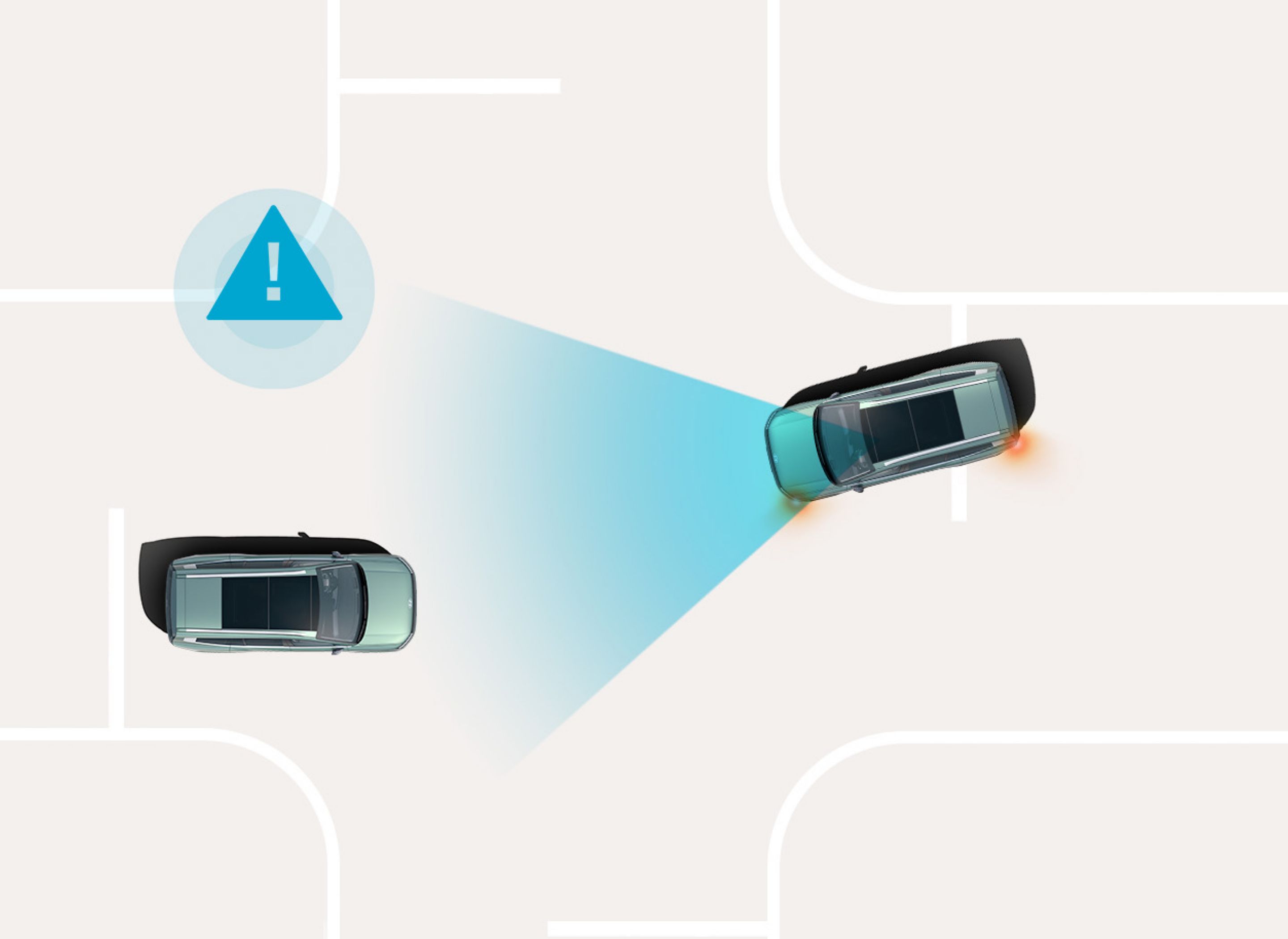 Forward Collision-Avoidance Assist: el Hyundai IONIQ 9 advierte de una posible colisión en una intersección e inicia la asistencia para esquivarla.