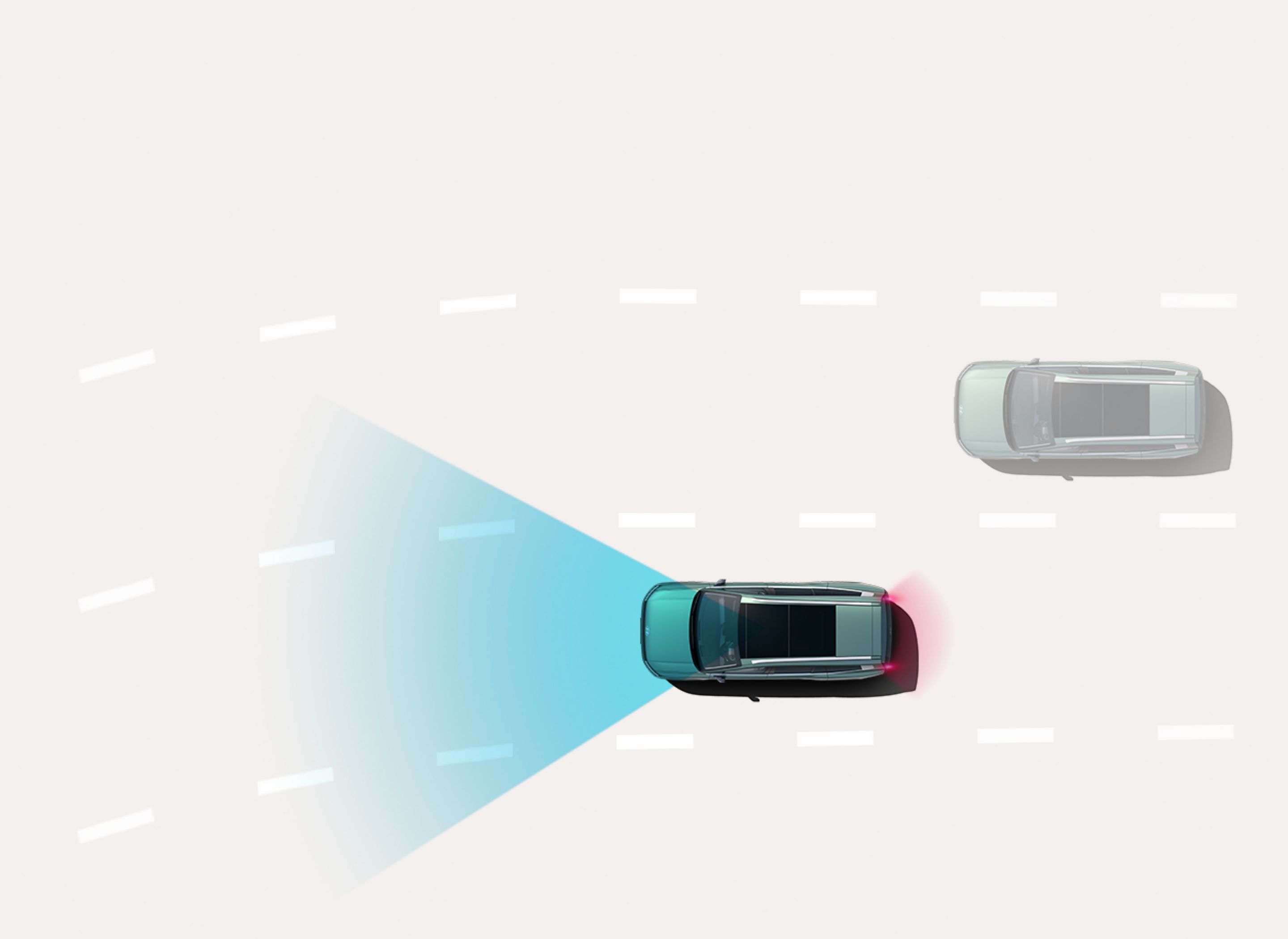 Navigation-based Smart Cruise Control: el Hyundai IONIQ 9 ajusta la velocidad mediante sensores delanteros mientras se circula por una carretera de varios carriles.