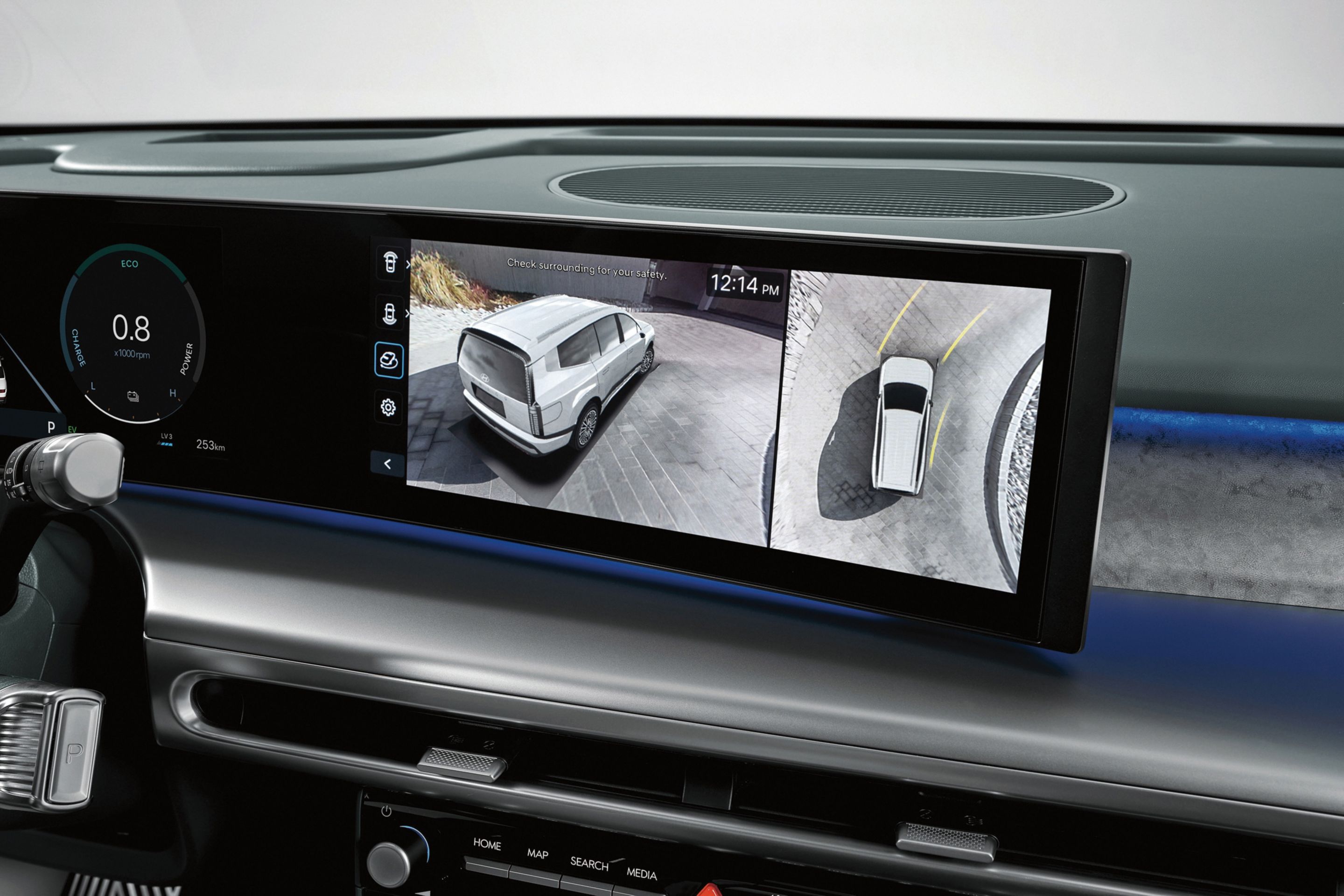 Surround View Monitor en la pantalla central del Hyundai IONIQ 9.&nbsp;