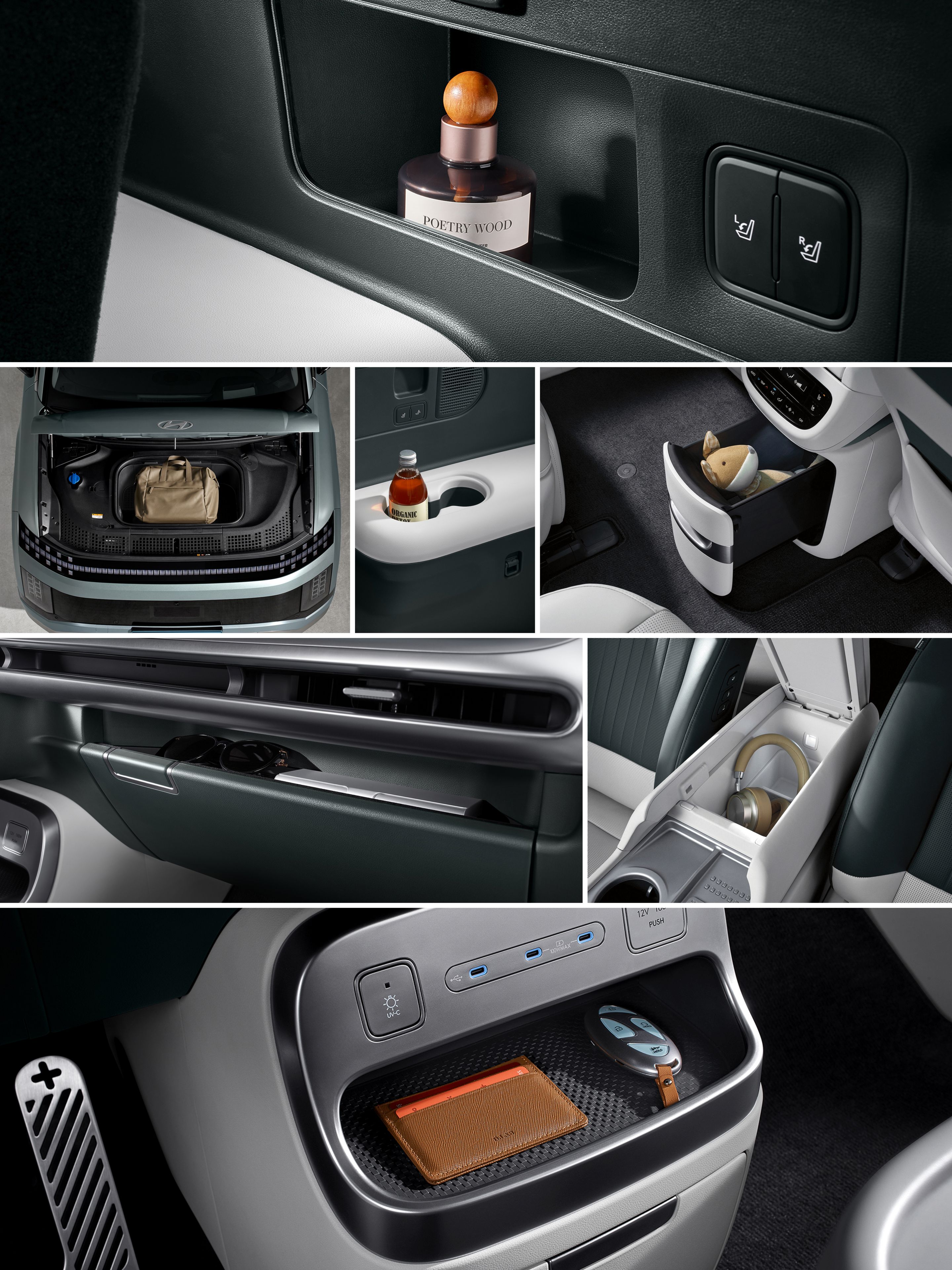 Soluciones de almacenamiento interior dentro del&nbsp;SUV eléctrico Hyundai IONIQ 9.